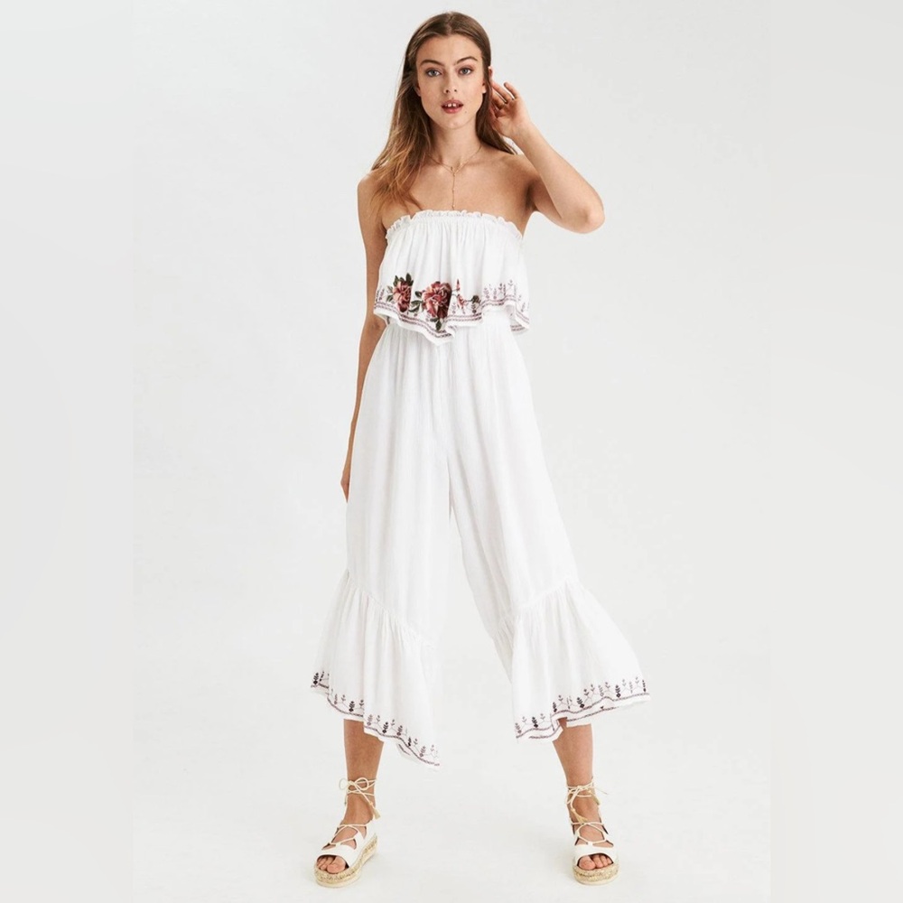 American Eagle Strapless Jumpsuit w/ Embroidery